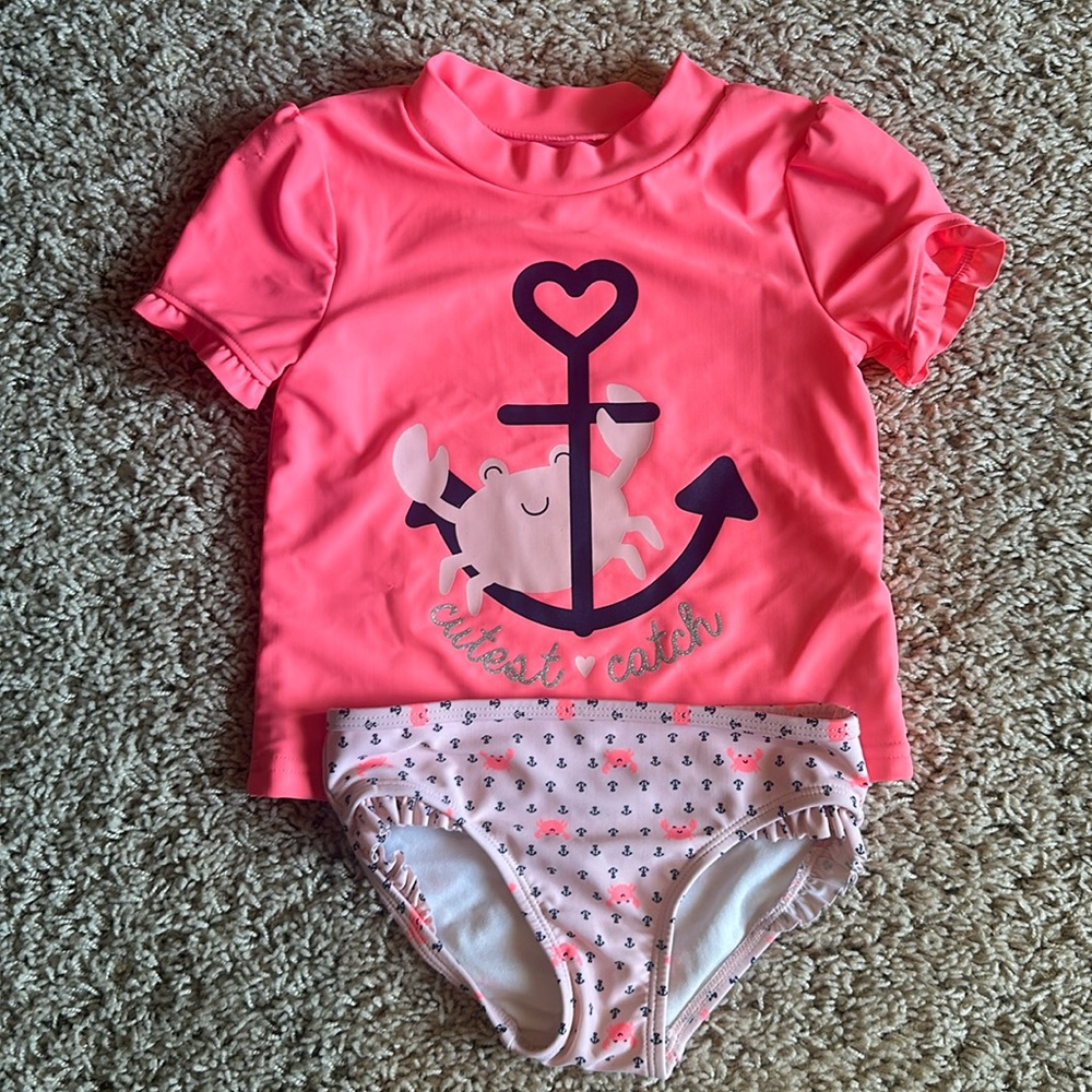 Carter's Simple Joys Ruffle Tankini Rash Guard 2-Piece Set - Size 5T